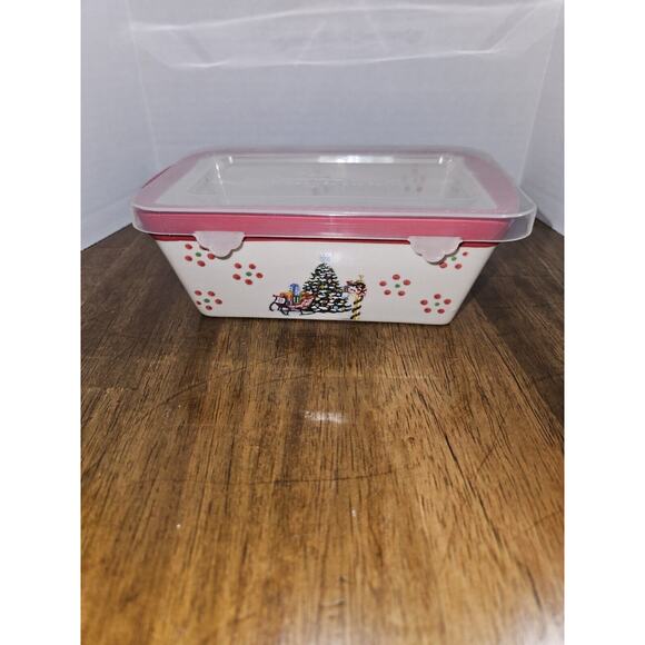 Temp-tations By Tara 12 Oz Mini Loaf Bakeware "Holiday" Stoneware. - Picture 1 of 5